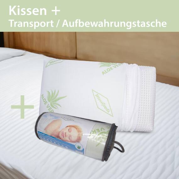 MaxxGoods orthopädisches Kissen, Nackenstützkissen aus Visco Gelschaum mit Aloe Vera Schutzbezug & Innenbezug 100% Baumwolle - Kopfkissen für Bauch- Rücken- und Seitenschläfer (42cm x 70cm x 12cm)