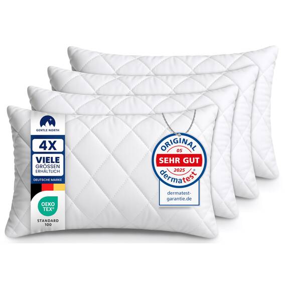 Gentle North Kopfkissen (40x60 cm groß) - 4er Set Kissen für Bett und als Dekokissen - Mit Reißverschluss für Füllung - Sofakissen - Zierkissen für Couch und Sofa - Ökotex - Waschbar bis 60° - Weiß