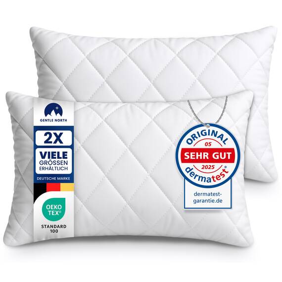 Gentle North Kopfkissen (50x80 cm groß) - 2er Set Kissen für Bett und als Dekokissen - Mit Reißverschluss für Füllung - Sofakissen - Zierkissen für Couch und Sofa - Ökotex - Waschbar bis 60° - Weiß