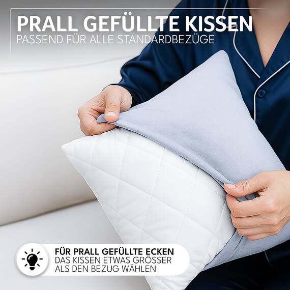 Gentle North Kopfkissen (50x60 cm groß) - 4er Set Kissen für Bett und als Dekokissen - Mit Reißverschluss für Füllung - Sofakissen - Zierkissen für Couch und Sofa - Ökotex - Waschbar bis 60° - Weiß