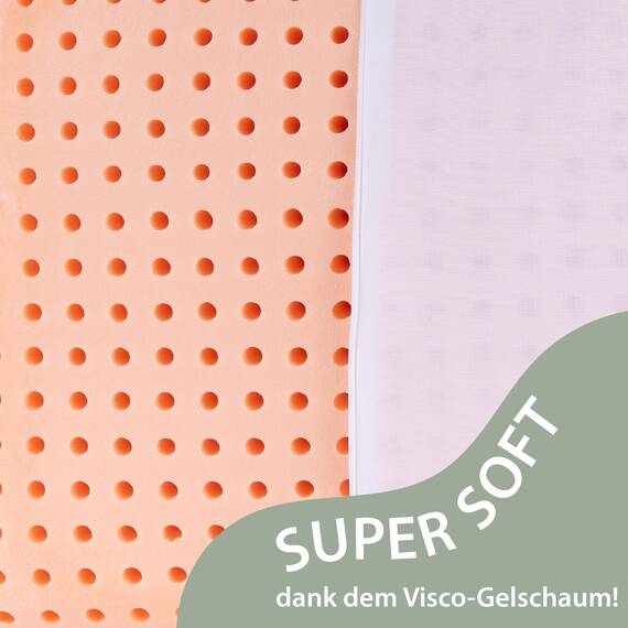 MaxxGoods orthopädisches flaches Kopfkissen [WASCHBAR] aus Visco Gelschaum + Baumwollbezug + Aloe Vera Schutzbezug - Nackenstützkissen für HWS Unterstützung - Kopfkissen Babys & Kindern (50x30x5cm)