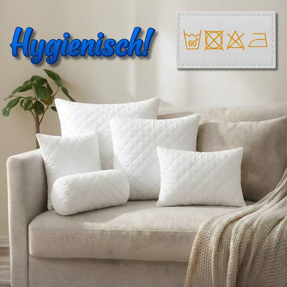 Amazinggirl Kopfkissen 80x80 cm - Kissen Allergiker Schlafkissen Polster Pillow Made in EU und Pillows for Sleeping 80 x 80 Bett Kissens für Schlafen Oeko-Tex Weiß - 2 Stück