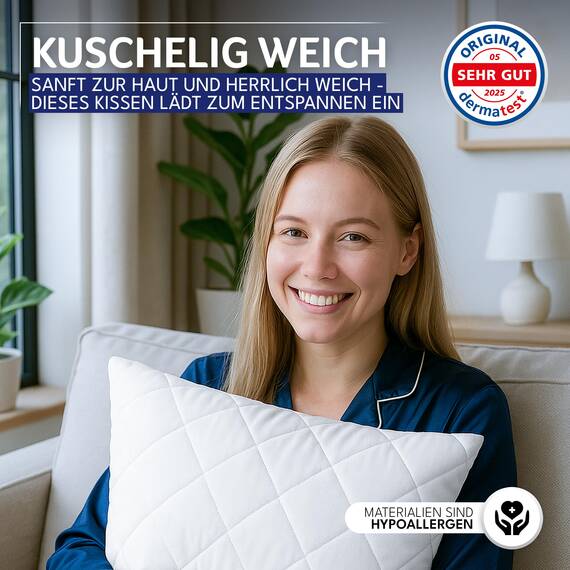 Gentle North Kopfkissen (50x60 cm groß) - 2er Set Kissen für Bett und als Dekokissen - Mit Reißverschluss für Füllung - Sofakissen - Zierkissen für Couch und Sofa - Ökotex - Waschbar bis 60° - Weiß