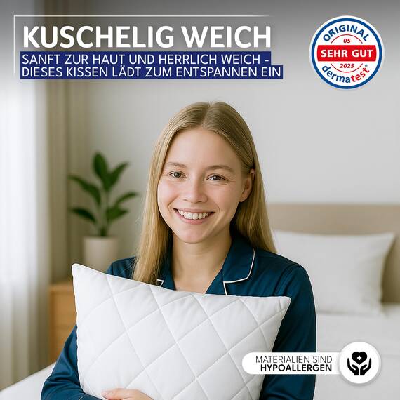 Gentle North Kopfkissen (40x60 cm groß) - 6er Set Kissen für Bett und als Dekokissen - Mit Reißverschluss für Füllung - Sofakissen - Zierkissen für Couch und Sofa - Ökotex - Waschbar bis 60° - Weiß