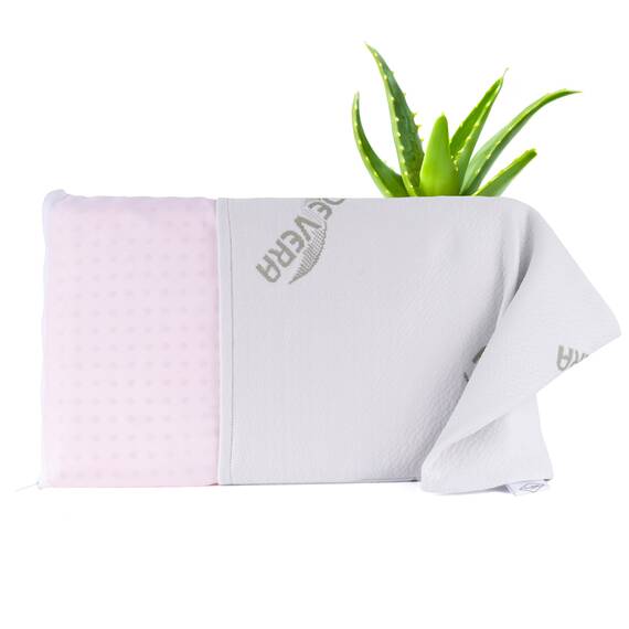 MaxxGoods orthopädisches flaches Kopfkissen [WASCHBAR] aus Visco Gelschaum + Baumwollbezug + Aloe Vera Schutzbezug - Nackenstützkissen für HWS Unterstützung - Kopfkissen Babys & Kindern (50x30x5cm)