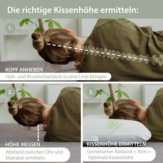 MaxxGoods orthopädisches flaches Kopfkissen [WASCHBAR] aus Visco Gelschaum + Baumwollbezug + Aloe Vera Schutzbezug - Nackenstützkissen für HWS Unterstützung - Kopfkissen Babys & Kindern (50x30x5cm)