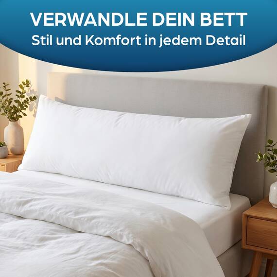 Flowen Seitenschläferkissen 40 x 145 cm Langes Kissen für Seitenschläfer Body Pillow 40x145 mit Mikrofaser-Füllung Hypoallergene Anti-Milben WeicheKopfkissenbezug 100% Polyester