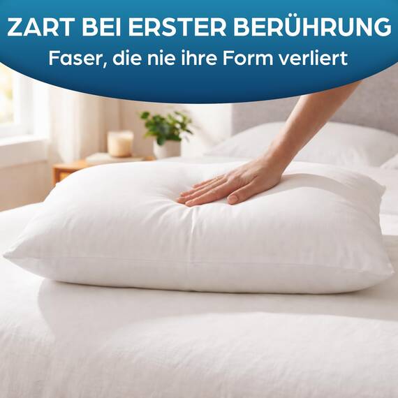 Flowen Kopfkissen 48x74 cm Kissen für Bett 48 x 74 2er Set Bettkissen Hypoallergene Anti-Milben Weiche Kissenfüllung mit Weicher Gesteppter Kopfkissenbezug 100% Polyester Schlafkissen