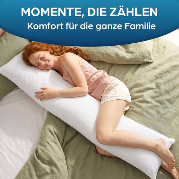 Flowen Seitenschläferkissen 40 x 145 cm Langes Kissen für Seitenschläfer Body Pillow 40x145 mit Mikrofaser-Füllung Hypoallergene Anti-Milben WeicheKopfkissenbezug 100% Polyester