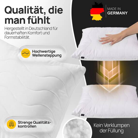 LILENO HOME Kissen 50x50 (1er Set) – 95 °C waschbar, Oeko-Tex & Made in DE – Allergiker Kopfkissen 50x50 für himmlischen Schlaf – Haut schmeichelndes & geruchsfreies Pillow