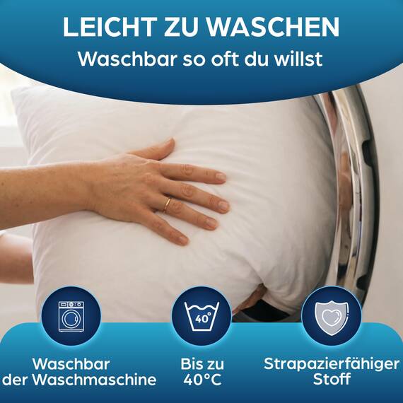 Flowen Kopfkissen 40x60 cm Kissen für Bett 40 x 60 2er Set Bettkissen Hypoallergene Anti-Milben Weiche Kissenfüllung mit Weicher Gesteppter Kopfkissenbezug 100% Polyester Schlafkissen