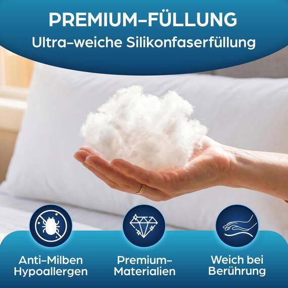 Flowen Seitenschläferkissen 40 x 145 cm Langes Kissen für Seitenschläfer Body Pillow 40x145 mit Mikrofaser-Füllung Hypoallergene Anti-Milben WeicheKopfkissenbezug 100% Polyester