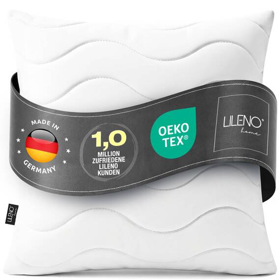 LILENO HOME Kissen 50x50 (1er Set) – 95 °C waschbar, Oeko-Tex & Made in DE – Allergiker Kopfkissen 50x50 für himmlischen Schlaf – Haut schmeichelndes & geruchsfreies Pillow