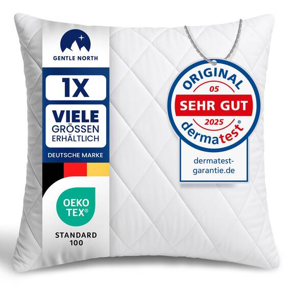 Gentle North Kopfkissen (80x80 cm groß) - Kissen für Bett und als Dekokissen - Mit Reißverschluss für Füllung - Sofakissen - Zierkissen für Couch und Sofa - Ökotex - Waschbar bis 60° - Weiß