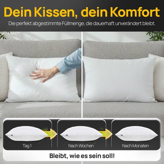 LILENO HOME Kopfkissen 30x50 (4er Set) – 95 °C waschbar, Oeko-Tex & Made in DE – Allergiker Kissen 30x50 für himmlischen Schlaf – Haut schmeichelndes & geruchsfreies Pillow