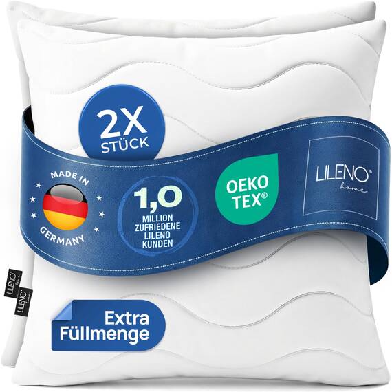 LILENO HOME Allergiker Kopfkissen 80x80 (2er Set) – 95°C waschbar, OekoTex & Made in DE – Kissen 80x80 mit praller Füllung für himmlischen Schlaf – Haut schmeichelndes & geruchsfreies Pillow