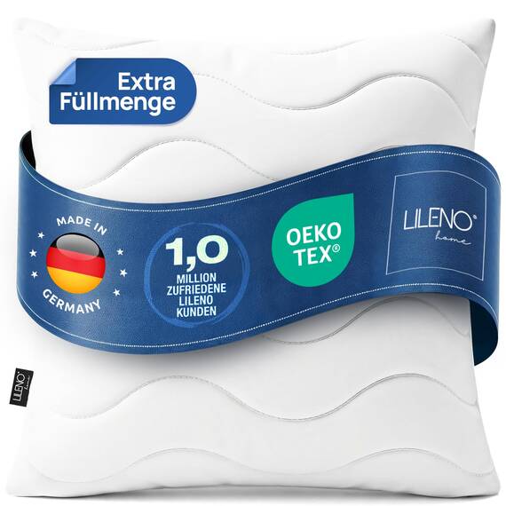 LILENO HOME Allergiker Kopfkissen 80x80 (1er Set) – 95°C waschbar, OekoTex & Made in DE – Kissen 80x80 mit praller Füllung für himmlischen Schlaf – Haut schmeichelndes & geruchsfreies Pillow