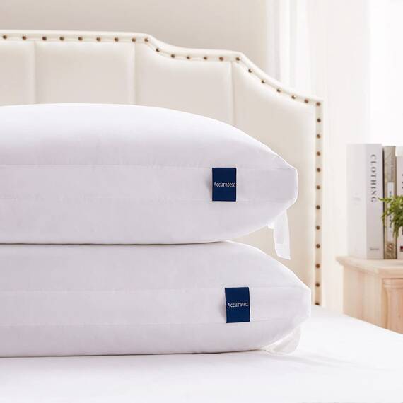 ACCURATEX Hybrid zerkleinertes Memory Foam Kopfkissen 50x75 cm 2er Set, Kissen mit Mikrofaser Füllung & abnehmbarem Bezug, höhenverstellbares Bettkissen für Rücken, Bauchschläfer, waschbar, weiß