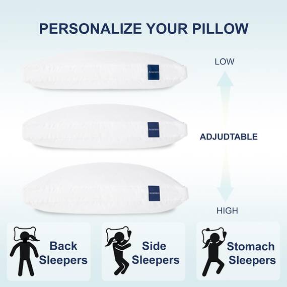 ACCURATEX Hybrid zerkleinertes Memory Foam Kopfkissen 50x75 cm 2er Set, Kissen mit Mikrofaser Füllung & abnehmbarem Bezug, höhenverstellbares Bettkissen für Rücken, Bauchschläfer, waschbar, weiß