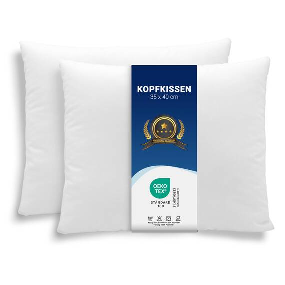 ZOLLNER 2er Set Kissen - Made in Europe – Polyesterfüllung - Bezug aus Mischgewebe - waschbar bis 95°C - 35x40 cm - Hotelqualität - Oeko Tex® Zertifiziert