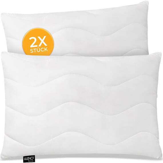 LILENO HOME Kissen 50x75 (2er Set) – 95 °C waschbar, Oeko-Tex & Made in DE – Allergiker Kopfkissen 50x75 anpassbar für himmlischen Schlaf – Haut schmeichelndes & geruchsfreies Pillow