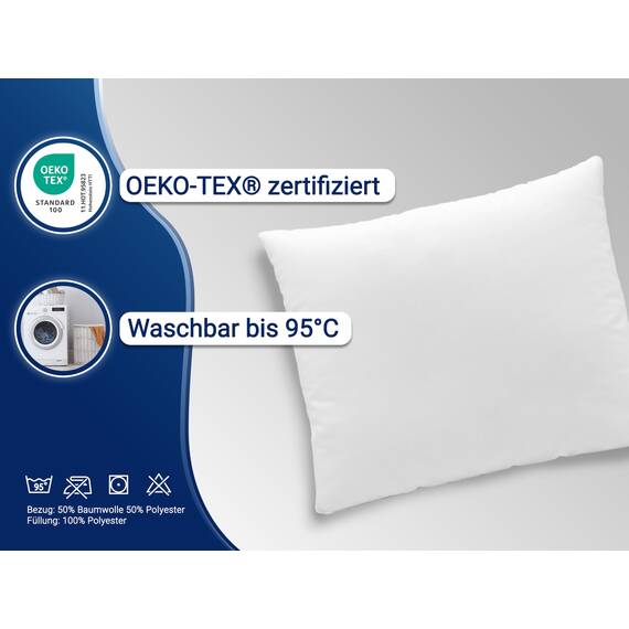 ZOLLNER 2er Set Kissen - Made in Europe – Polyesterfüllung - Bezug aus Mischgewebe - waschbar bis 95°C - 35x40 cm - Hotelqualität - Oeko Tex® Zertifiziert