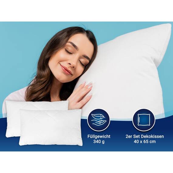ZOLLNER 2er Set Kissen - Made in Europe – Polyesterfüllung - Bezug aus Mischgewebe - waschbar bis 95°C - 40x65 cm - Hotelqualität - Oeko Tex® Zertifiziert