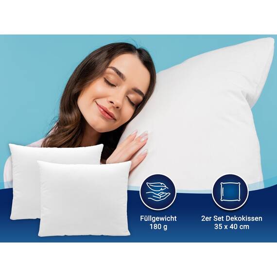 ZOLLNER 2er Set Kissen - Made in Europe – Polyesterfüllung - Bezug aus Mischgewebe - waschbar bis 95°C - 35x40 cm - Hotelqualität - Oeko Tex® Zertifiziert