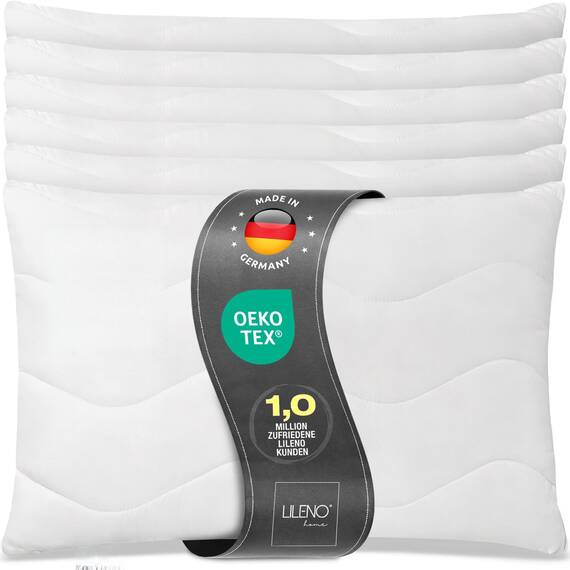 LILENO HOME Kopfkissen 30x40 (6er Set) – 95 °C waschbar, Oeko-Tex & Made in DE – Allergiker Kissen 30x40 für himmlischen Schlaf – Haut schmeichelndes & geruchsfreies Pillow