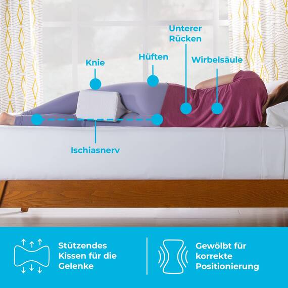 Linenspa Ergonomische Kniekissen aus Gel-Memory-Foam für Seitenschläfer – Beinkissen, Weiß