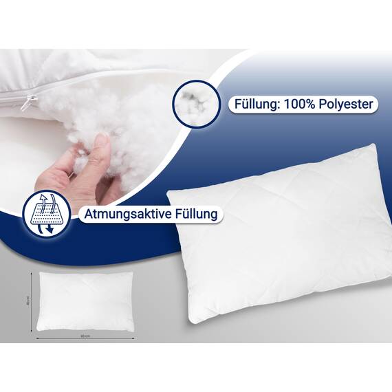ZOLLNER 2er Set Kissen - Made in Europe – Polyesterfüllung - Bezug aus Mischgewebe - waschbar bis 95°C - 40x60 cm - Hotelqualität - Oeko Tex® Zertifiziert