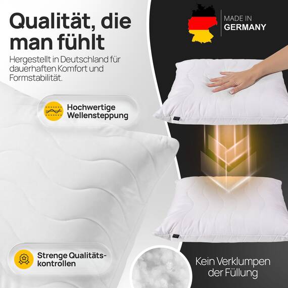 LILENO HOME Kissen 45x45 (4er Set) – 95 °C waschbar, Oeko-Tex & Made in DE – Allergiker Kopfkissen 45x45 für himmlischen Schlaf – Haut schmeichelndes & geruchsfreies Pillow