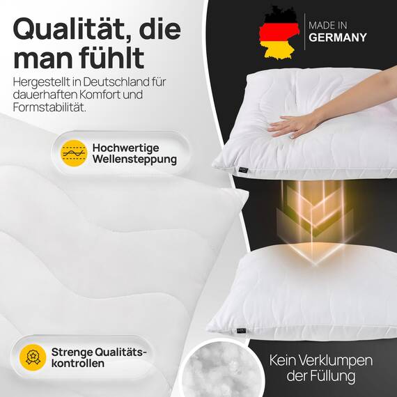 LILENO HOME Kissen 60x80 (6er Set) – 95 °C waschbar, Oeko-Tex & Made in DE – Allergiker Kopfkissen 60x80 anpassbar für himmlischen Schlaf – Haut schmeichelndes & geruchsfreies Pillow