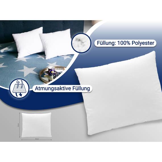 ZOLLNER 2er Set Kissen - Made in Europe – Polyesterfüllung - Bezug aus Mischgewebe - waschbar bis 95°C - 35x40 cm - Hotelqualität - Oeko Tex® Zertifiziert
