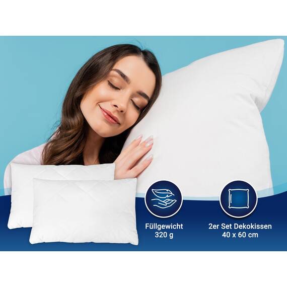 ZOLLNER 2er Set Kissen - Made in Europe – Polyesterfüllung - Bezug aus Mischgewebe - waschbar bis 95°C - 40x60 cm - Hotelqualität - Oeko Tex® Zertifiziert