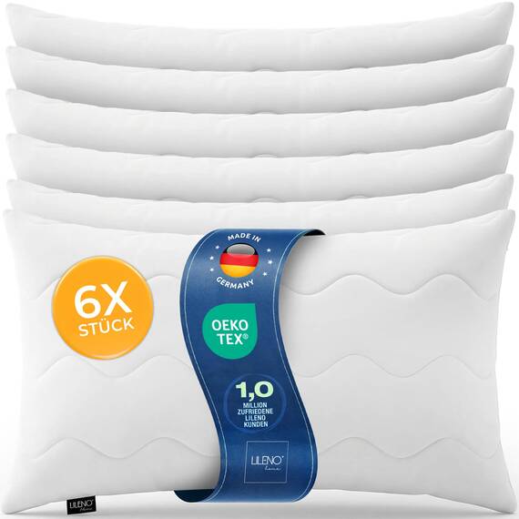 LILENO HOME Allergiker Kopfkissen 40x80 (6er Set) – 95°C waschbar, Oeko-Tex & Made in DE – Kissen 40x80 anpassbar für himmlischen Schlaf – Haut schmeichelndes & geruchsfreies Pillow