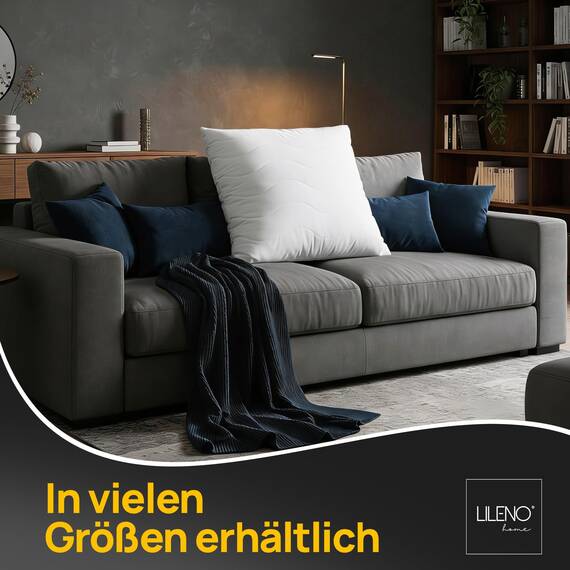 LILENO HOME Kissen 50x50 (4er Set) – 95 °C waschbar, Oeko-Tex & Made in DE – Allergiker Kopfkissen 50x50 für himmlischen Schlaf – Haut schmeichelndes & geruchsfreies Pillow