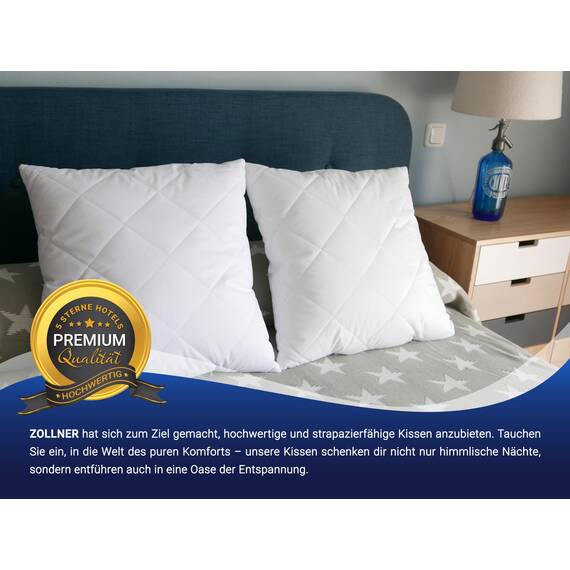 ZOLLNER 2er Set Kissen - Made in Europe – Polyesterfüllung - Bezug aus Mischgewebe - waschbar bis 95°C - 50x50 cm - Hotelqualität - Oeko Tex® Zertifiziert