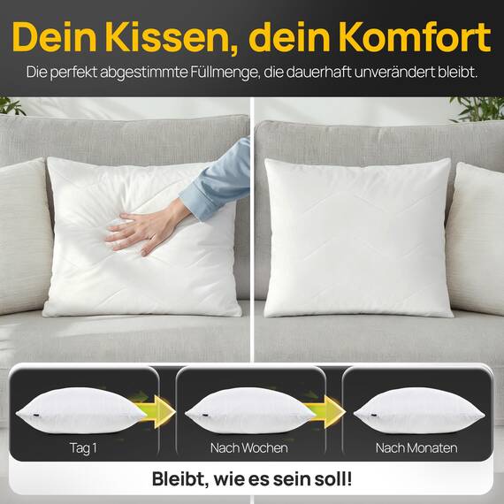LILENO HOME Kopfkissen 40x40 (6er Set) – 95 °C waschbar, Oeko-Tex & Made in DE – Allergiker Kissen 40x40 für himmlischen Schlaf – Haut schmeichelndes & geruchsfreies Pillow