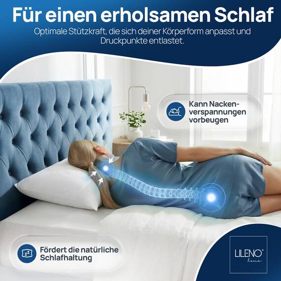LILENO HOME Allergiker Kopfkissen 40x80 (6er Set) – 95°C waschbar, Oeko-Tex & Made in DE – Kissen 40x80 anpassbar für himmlischen Schlaf – Haut schmeichelndes & geruchsfreies Pillow