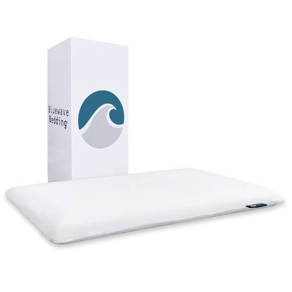 Bluewave Bedding extraflaches Extra Slim Gel-Memoryschaum-Kissen für Bauch- und Rückenschläfer, niedriges, flaches Design für Halswirbelsäulenausrichtung, tieferen Schlaf, 4,4 cm hoch, Standardgröße