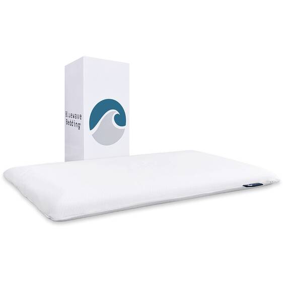 Bluewave Bedding sehr flaches Hyper Slim Gel-Memoryschaum-Kissen für Bauch- und Rückenschläfer, niedriges, flaches Design für Halswirbelsäulenausrichtung, tieferen Schlaf, 5,7 cm hoch, Kingsize-Größe