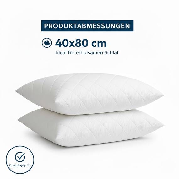 Adam Home Gesteppt Kissen 4er-Pack (40x80cm) kopfkissen in Hotelqualität, Seitenschläfer-Pillows for Sleeping, schnell zurückfedernde, staubdichte, hochwertig gefüllte Pillow