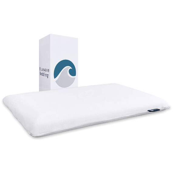 Bluewave Bedding superflaches Super Slim Gel-Memoryschaum-Kissen für Bauch- und Rückenschläfer, niedriges, flaches Design für Halswirbelsäulenausrichtung, tieferen Schlaf, 8,3 cm hoch, Kingsize-Größe