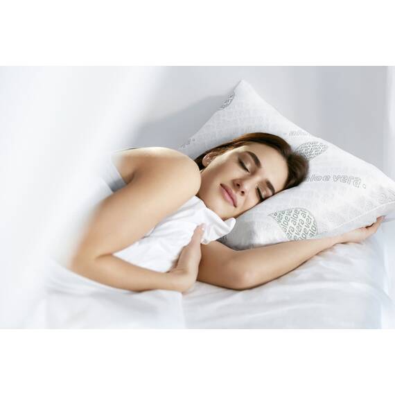 Textilhome – Viskoelastisches Kopfkissen 75x36x12 cm | Ergonomisches Nackenstützkissen mit 100% Viscoschaumkern, Aloe Vera Bezug, Doppelbezug mit Reißverschluss. 2er Set