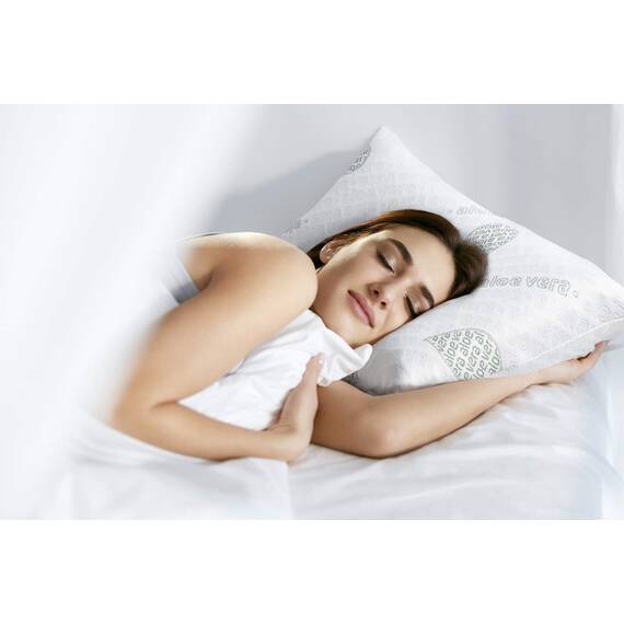 Textilhome – Viskoelastisches Kopfkissen 70x36x12 cm | Ergonomisches Nackenstützkissen mit 100% Viscoschaumkern, Aloe Vera Bezug, Doppelbezug mit Reißverschluss.