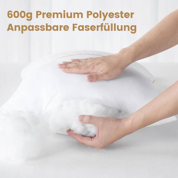 BedStory Kopfkissen 50x50 2er Set mit abziehbarem Bambusfasern Bezug, Antimilben und antibakteriell Kissen aus 600g x 2 Mikrofasern, hypoallergen bequemes Weiches und atmungsaktives Kissen