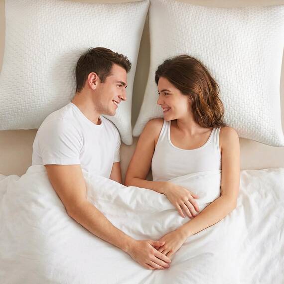 BedStory Bambus-Kissen, 60 x 60 cm, 2 Stück, mit abnehmbaren Milbenbezügen, antiallergische Kissen mit Füllung 10% 7D und 90% 3D-Fasern, Polyester-Kissen, Hotel-Qualität