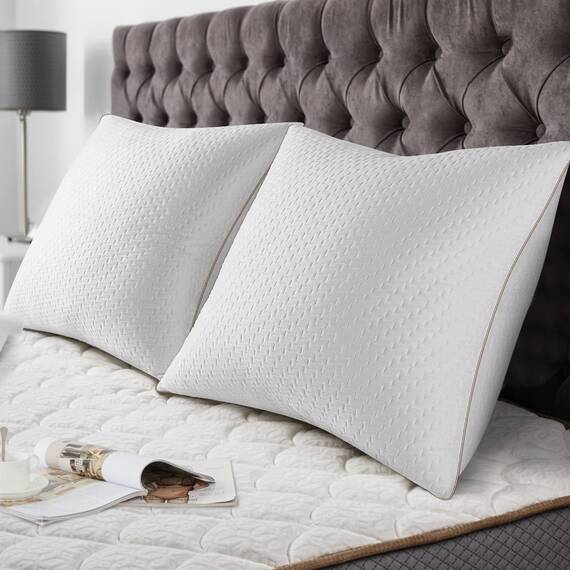 BedStory Kopfkissen 50x50 2er Set mit abziehbarem Bambusfasern Bezug, Antimilben und antibakteriell Kissen aus 600g x 2 Mikrofasern, hypoallergen bequemes Weiches und atmungsaktives Kissen