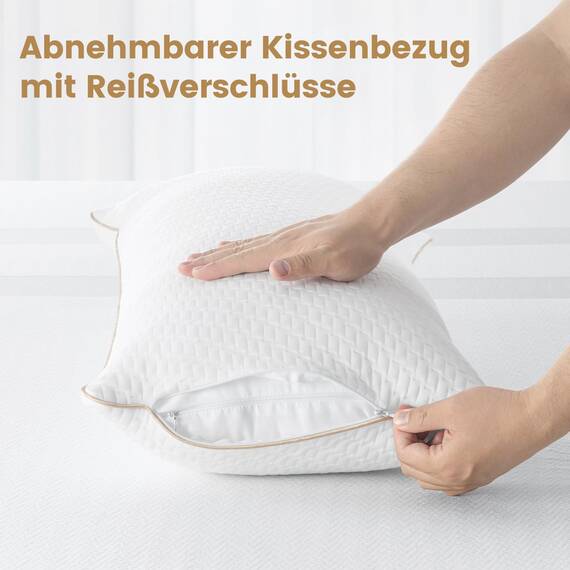 BedStory Kopfkissen 40x80 2er Set mit abziehbarem Bambusfasern Bezug, Antimilben und antibakteriell Kissen aus 950g x 2 Mikrofasern, hypoallergen bequemes Weiches und atmungsaktives Kissen
